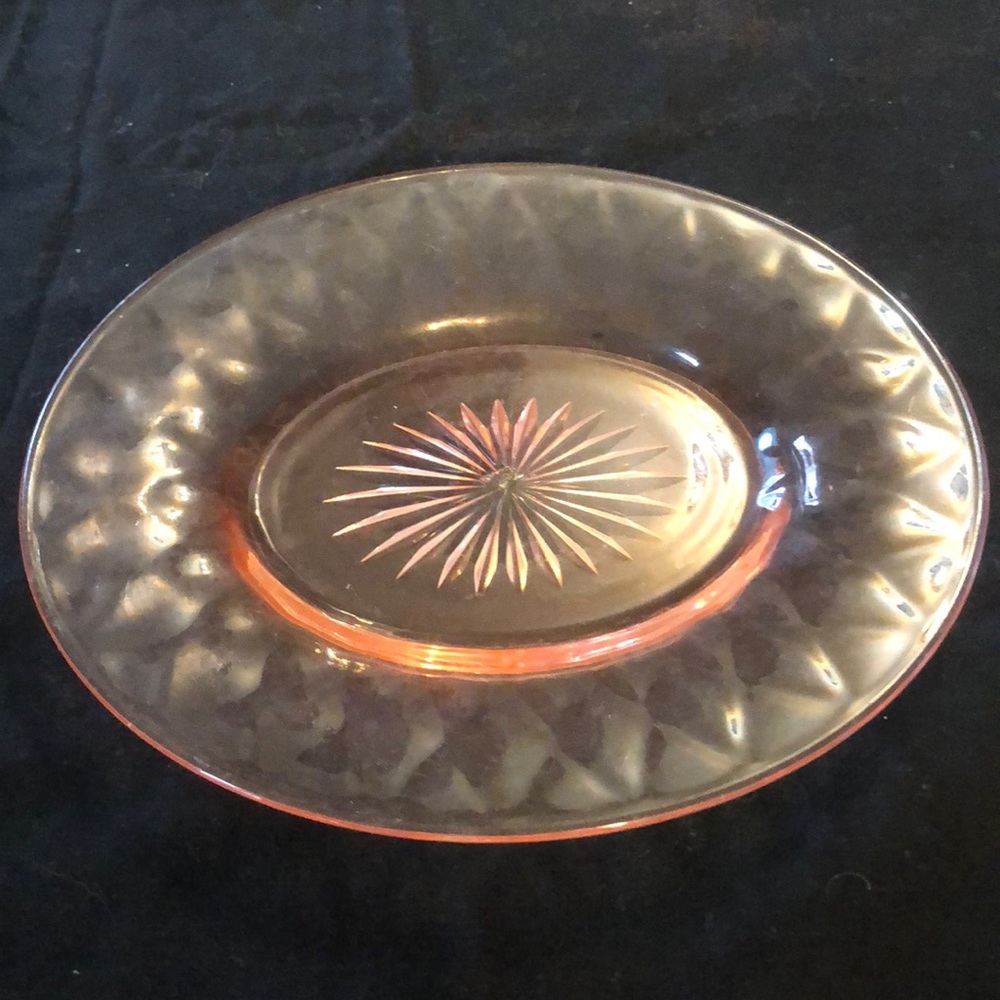 Heisey pink oblong (diamond optic) plate